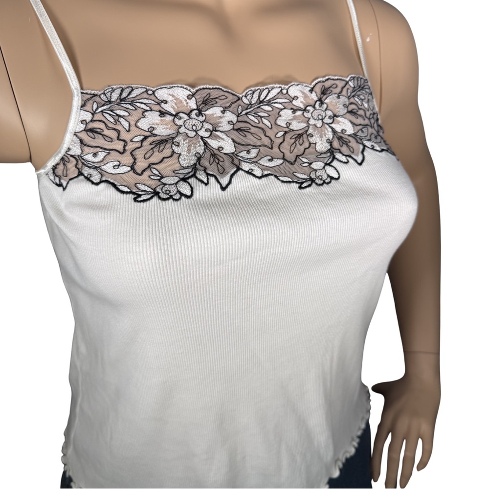 Lauren Ralph Lauren White Embroidered Lace Trim Camisole – Size XL